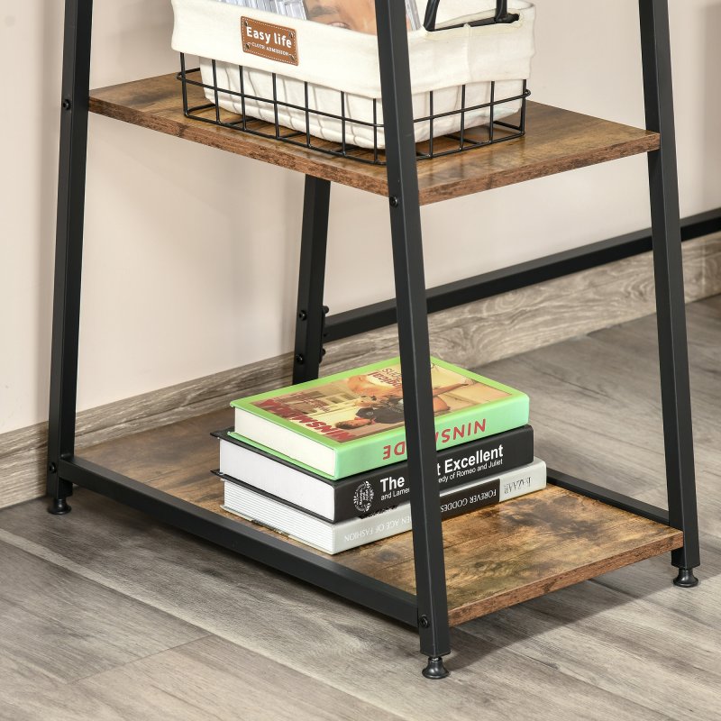 HOMCOM Computer Desk with Storage, Industrial Home Office Desk with 2 Tier Shelves and Steel Frame, Computer Table for Study Room