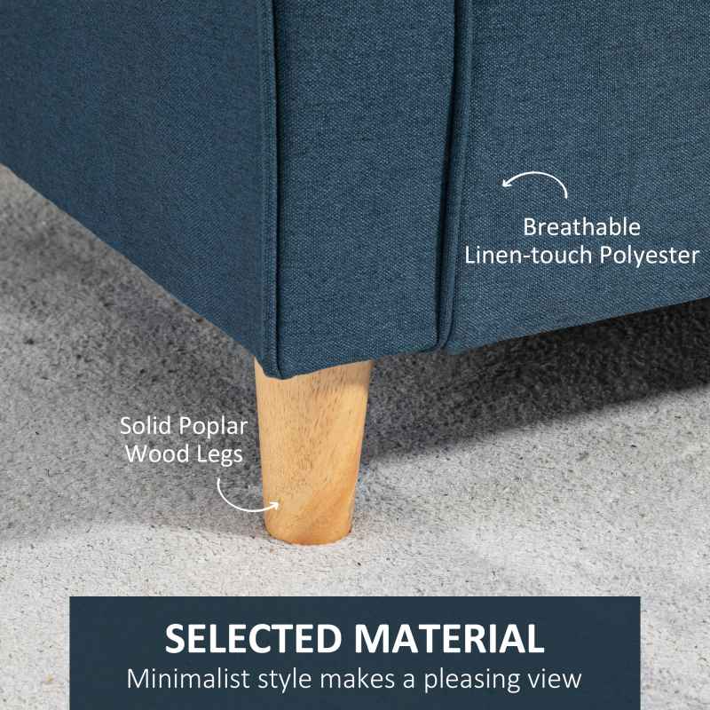 HOMCOM 2 Seater Sofa, Compact Loveseat, Linen Upholstered Couch with Wood Legs and Armrest, Small Sofa for Living Room and Home Office