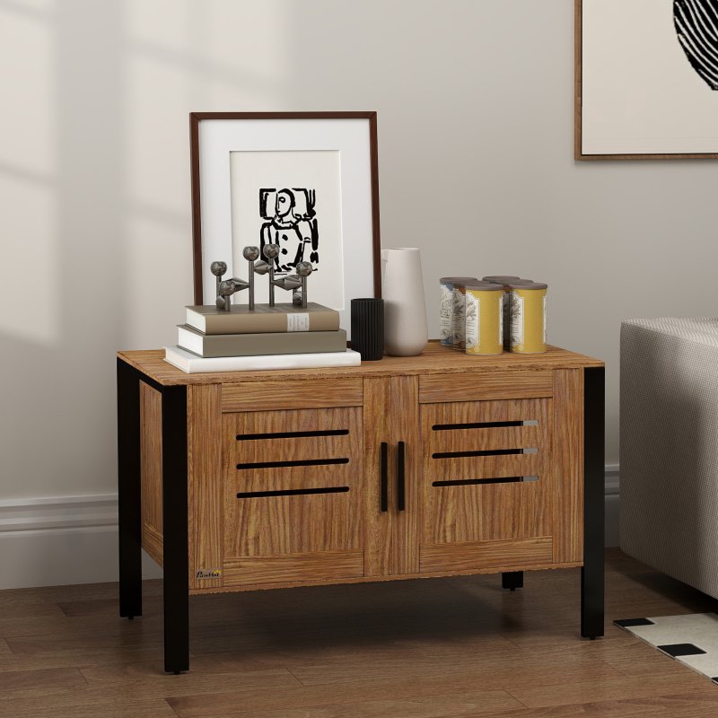 PawHut Cat Litter Box Enclosure, Hidden Litter Box Furniture Washroom with Tall Legs, Scratching Board, Double Doors, Ventilation Holes, Indoor Cat House Side End Table, 80 x 45 x 50 cm, Dark Brown