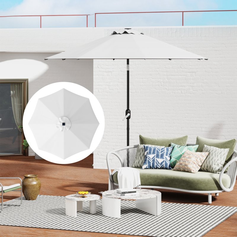 Outsunny 3 m Replacement Parasol Canopy with Top Vent, UPF 50+ Garden Parasol Replacement Canopy, 8 Rib Parasol Cover Replacement Fits Various Frames