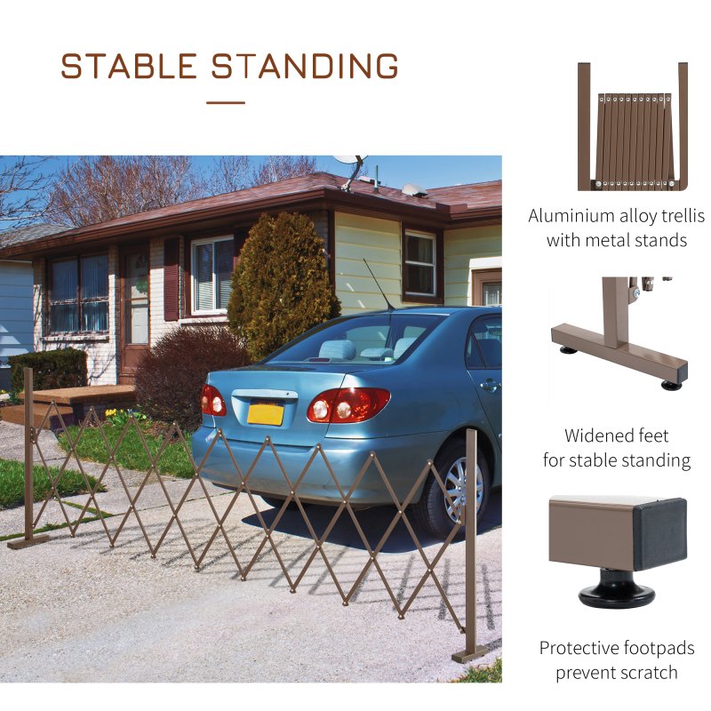 Outsunny Expanding Trellis Fence Freestanding Aluminum Alloy Movable Fence Foldable Garden Screen Panel Pet Safety Fence for Patio Lawn Decoration, 300cm x 103.5 cm, Dark Brown