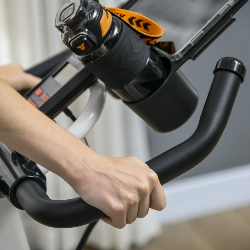 HOMCOM Upright Exercise Bike 8kg Flywheel Indoor Training Cycling Machine Stationary Workout Bicycle with Adjustable Resistance Seat Handlebar LCD Display for Home Gym, White