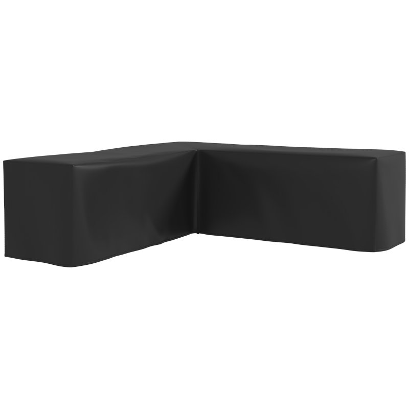 Outsunny L-Shaped Garden Furniture Cover with PU Coating, 420D Oxford Fabric Rattan Corner Sofa Cover, Waterproof Anti-UV Dustproof Windproof, Black, 250 x 250 x 79cm