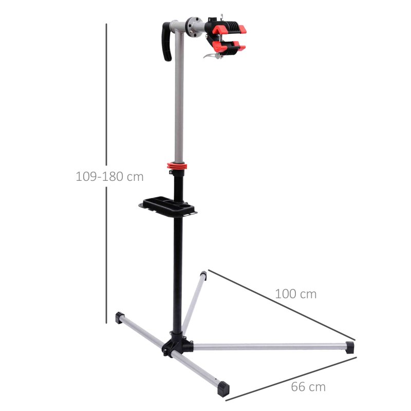 HOMCOM Bike Repair Stand Workstation, Bicycle Maintenance Workstand, Height Adjustable, with Tool Tray & 360 Rotating Adjustable Clamp for Home Mechanic Workshop