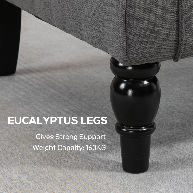 HOMCOM Retro Accent Chair, Linen Wingback Armchair with Wood Frame Button Tufted Design for Living Room Bedroom