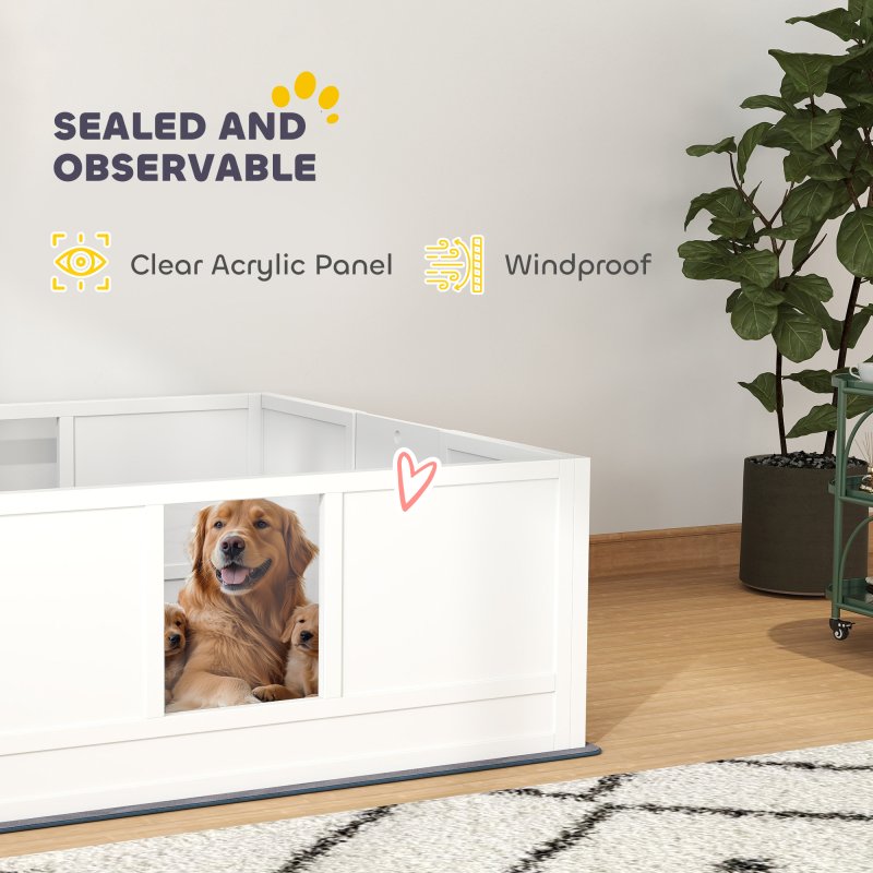 PawHut Whelping Box for Dogs, Dog Whelping Box Dog Playpen Fence Exercise Play Pen with Waterproof Washable Whelping Pad, Adjustable Entrance, Non-Slip Pads, for Large Dogs and Puppies, 124 x 120cm