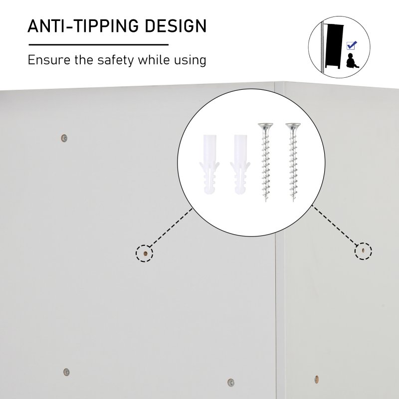 HOMCOM Kids Bookcase, 3 Tier Toy Organiser Storage Unit BookShelf with 3 Non-woven Fabric Drawers, Anti-tip Device, for Bedroom, Children