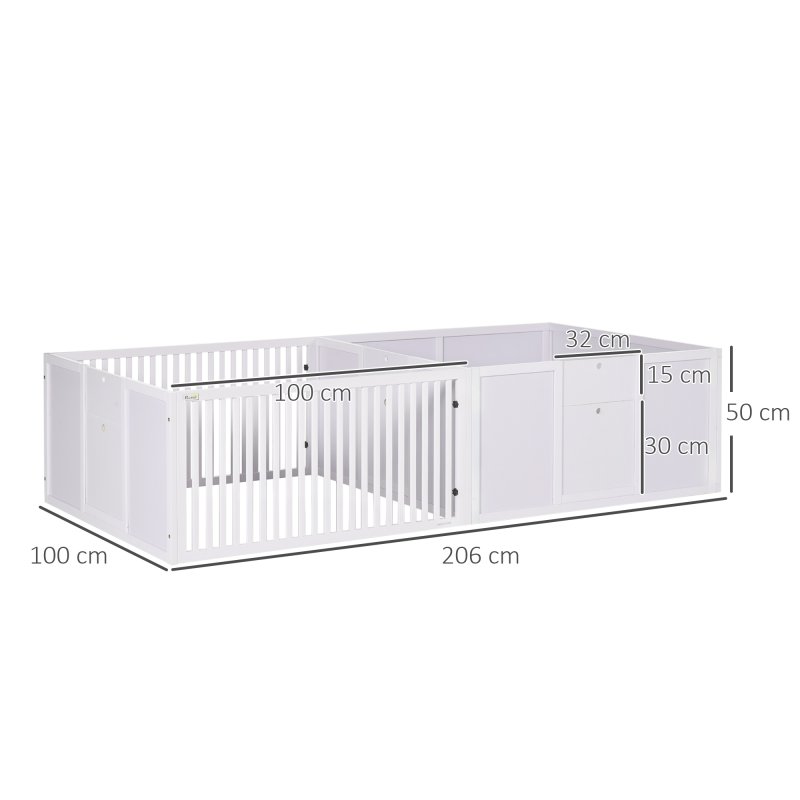 PawHut Whelping Box for Dogs, 2m x 1m Whelping Pen for Indoors, Pet Playpen with Three Doors, Two-Room Design