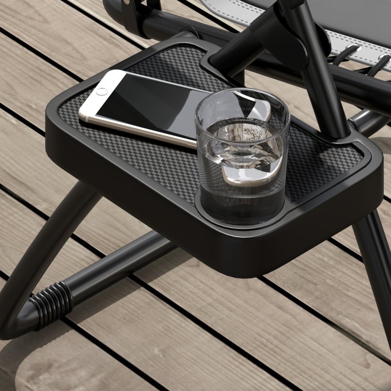 Outsunny Zero Gravity Lounger Chair Set of 2, Folding Reclining Patio Chair with Padded Seat, Cup Holder, Soft Cushion and Headrest for Poolside, Camping, Grey