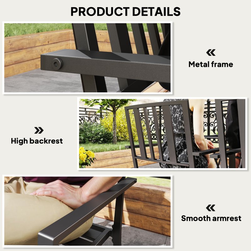 Outsunny Set of 4 Garden Chairs, Stackable Outdoor Chairs with Metal Slatted Seat & Backrest, for Yard, Garden, Black