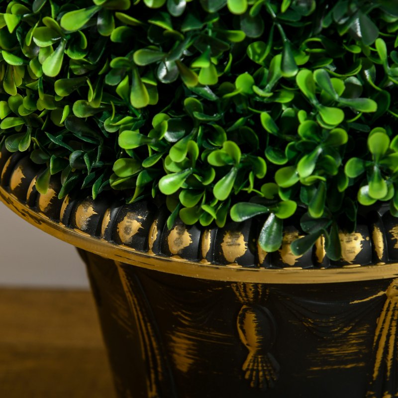 HOMCOM Set of 2 Decorative Artificial Plants Topiary Spiral Boxwood Trees in Pot, Fake Plants for Home Indoor Outdoor Decor, 90cm