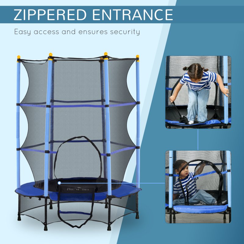 HOMCOM 4.6FT Kids Trampoline with Safety Enclosure, 55