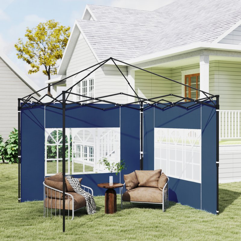 Outsunny Gazebo Side Panels with Window for 3x3(m) or 3x6m Gazebo Canopy, 2 Pack Sides Replacement, Blue