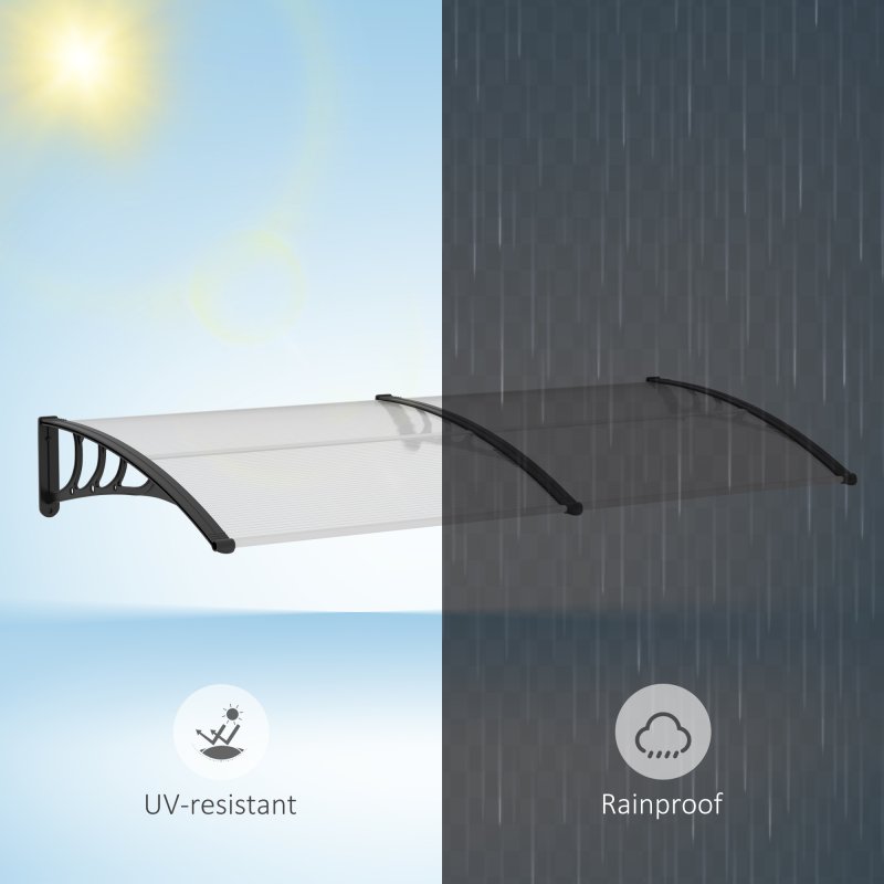 Outsunny Front Door Canopy, Waterproof Outdoor Awning, 75 x 195 cm Rain Shelter for Window, Porch and Front/Back Door, Clear