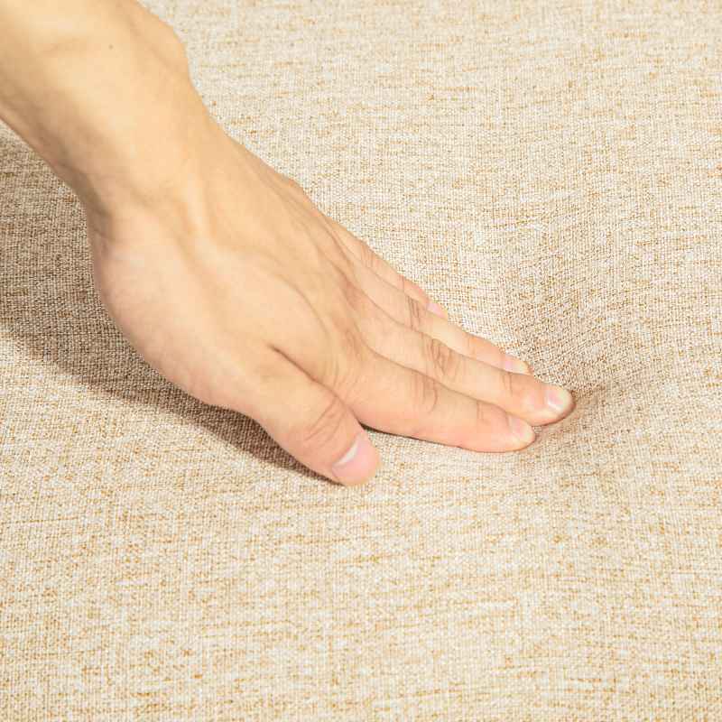 HOMCOM Modern 3 Seater Sofa, Upholstered Linen Fabric Sofa with Metal Legs, Wood Frame and Padded Cushion for Living Room Bedroom Office, Beige