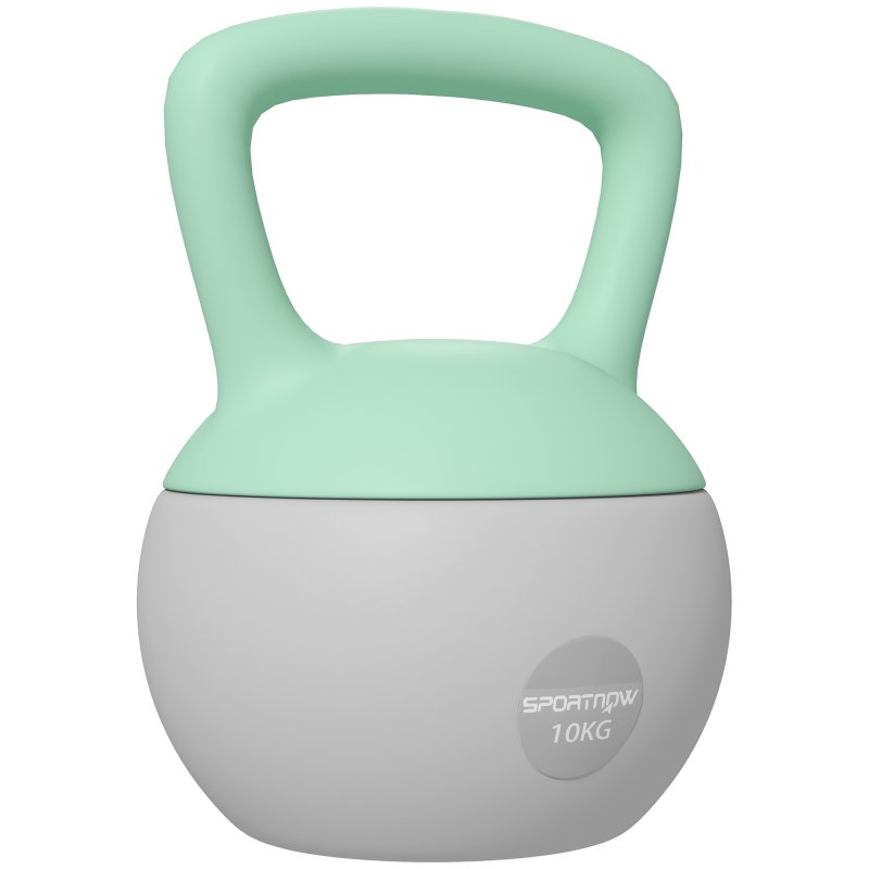 SPORTNOW Soft Kettlebell, 10kg Kettle Bell with Non-Slip Handle for Home Gym Weight Lifting and Strength Training, Green and Grey