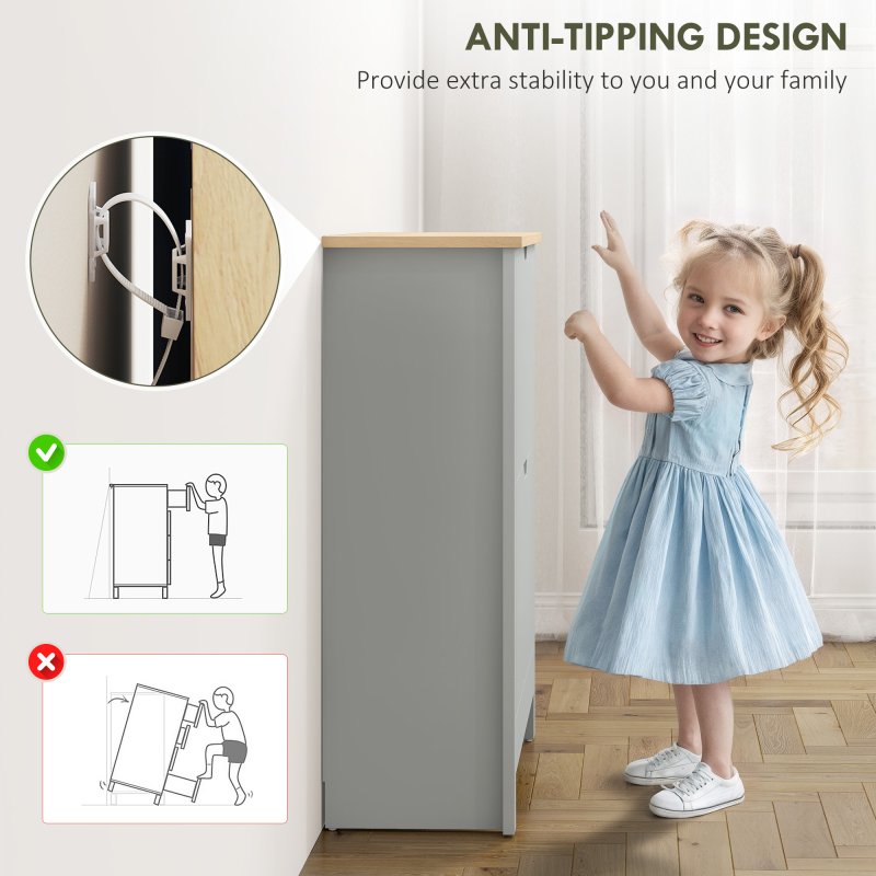 HOMCOM Narrow Shoe Cabinet, Space Saving Shoe Storage Cabinet with 2 Flip Drawers and Adjustable Shelves for 6-12 Pairs of Shoes for Hallways and Living Room, Light Grey