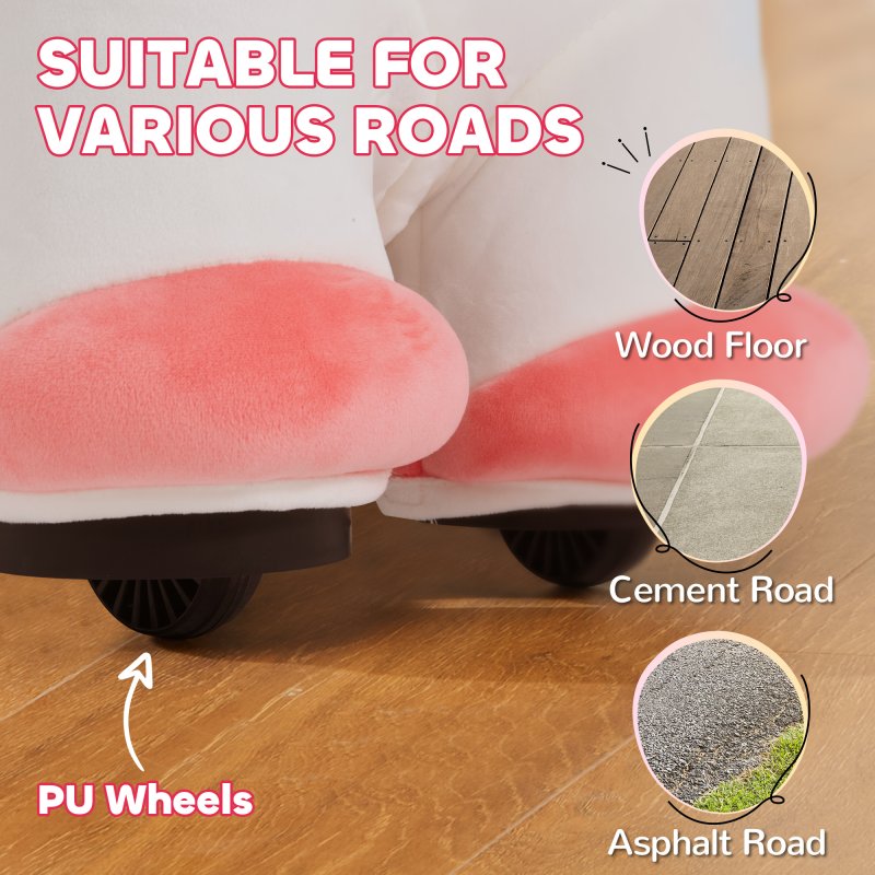 AIYAPLAY 6V Electric Ride on Unicorn, Battery Powered Kids Ride on Animal Toy with Music, Forward Control, for Ages 18-36 Months, White