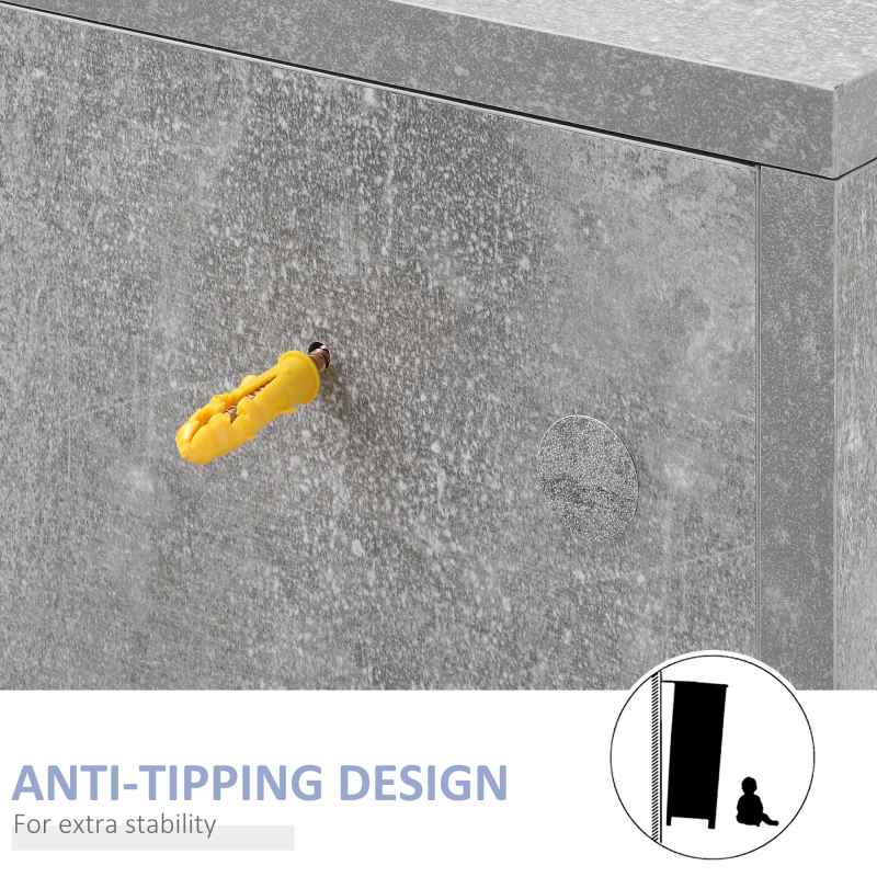 kleankin Under Sink Cabinet, Bathroom Vanity Unit, Storage Cupboard with Adjustable Shelves, White and Grey