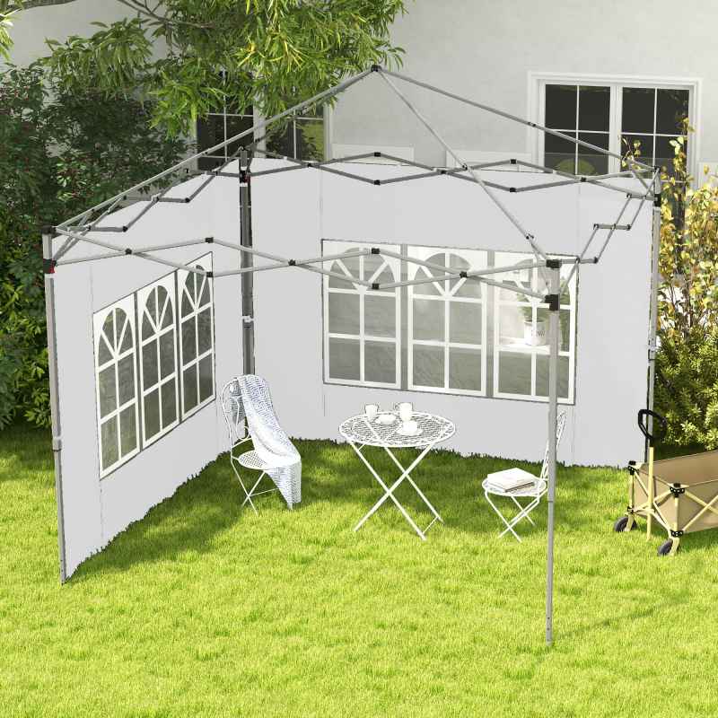 Outsunny Gazebo Side Panels with Window for 3x3(m) or 3x4m Pop Up Gazebo, 2 Pack Sides Replacement, White