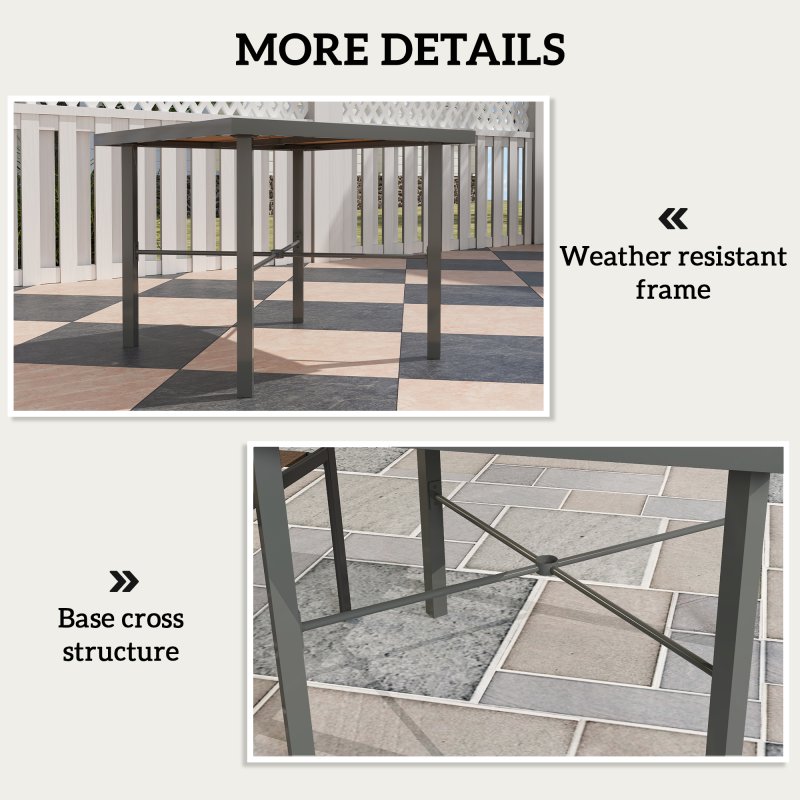 Outsunny Garden Table for 4, 90 cm Rectangular Outdoor Dining Table with 4.2 cm Umbrella Hole, Wood Effect Top, Rust Resistant Frame, for Patio, Balcony, Terrace, Natural Wood Finish