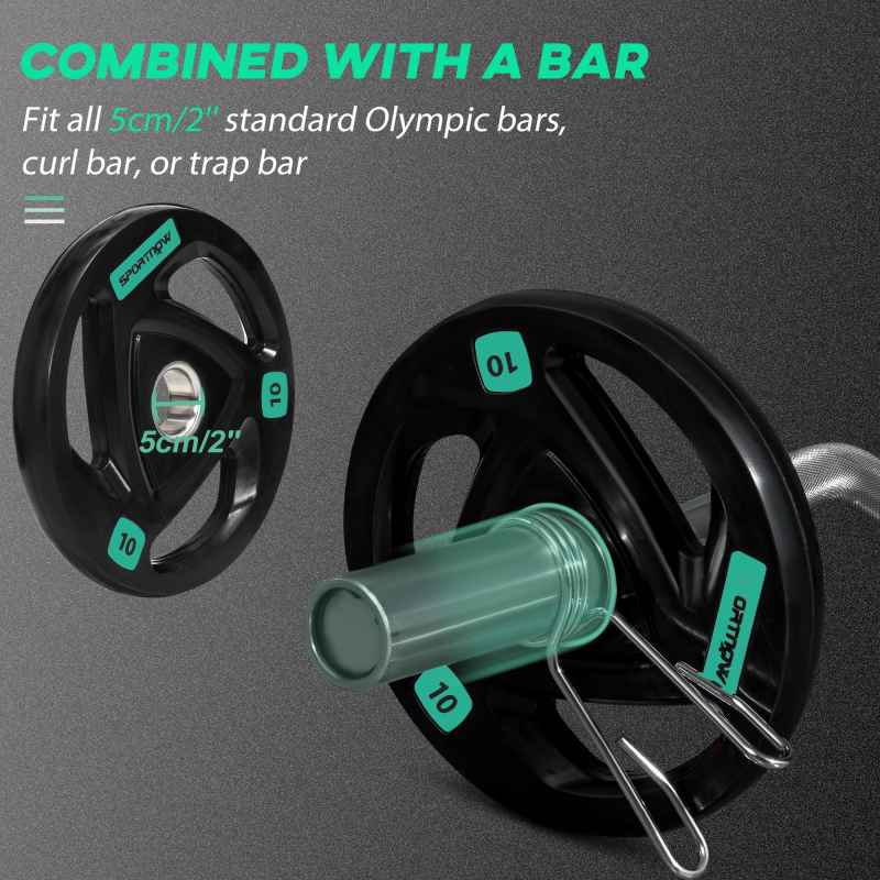 SPORTNOW 2 x 10kg Olympic Weight Plates, Tri-Grip Rubber Coated Barbell Weights Set w/ 2" 5cm Holes, for Home, Gym, Lifting and Strength Training