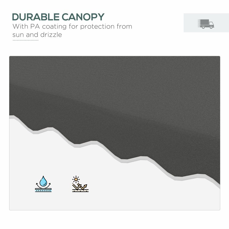 Outsunny 2.5m Cantilever Parasol with Easy Lever, Square Double Top Garden Parasol Umbrella with Ruffles and Cross Base, Overhanging Outdoor Sun Shades, Dark Grey