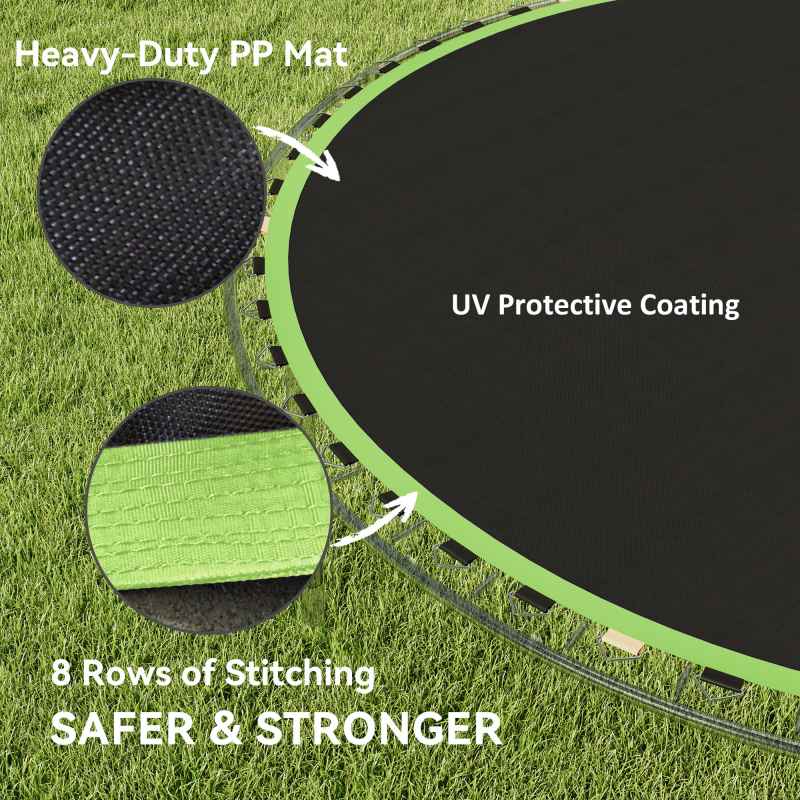 SPORTNOW Trampoline Replacement Mat with Eight Rows of Stitching, Spring Pull Tool, 54 V-Hooks, for 10ft Trampoline, Using 14cm Springs, Trampoline Jumping Mat, Green