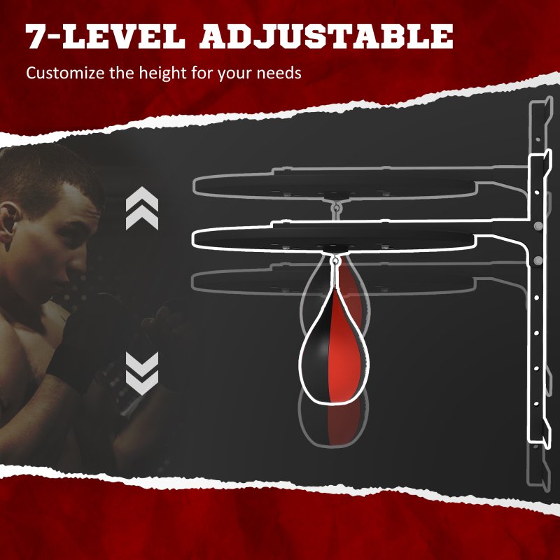 SPORTNOW Wall Mounted Speedball Platform, Height Adjustable Speed Bag Boxing with 360 Degree Swivel for Home Fitness