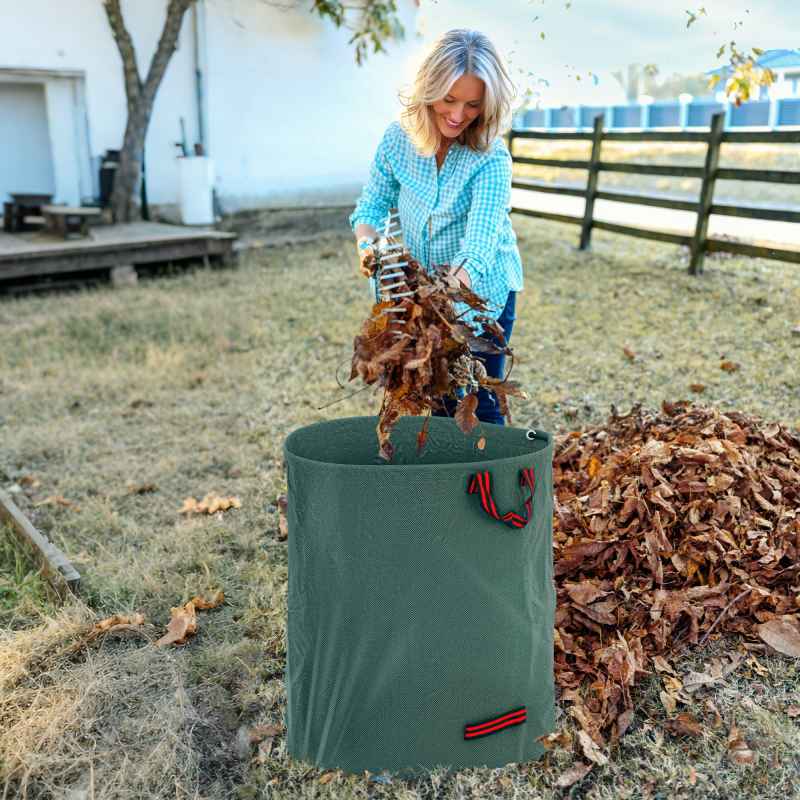 Outsunny Garden Waste Bags, 272L x 3 Heavy Duty Garden Bags, Foldable and Reusable Waste Sacks with Handles for Loading Leaf, Trash, Debris, Green
