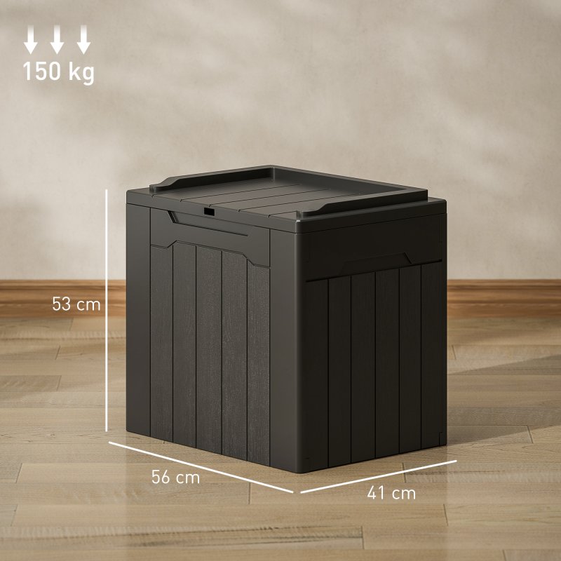 HOMCOM 107L Outdoor Balcony Garden Furniture Storage Box with Lock Hole, Plastic Storage Trunk with Lid and Side Handles, All Weather Resistant Large Chest, Safe and Secure for Patio