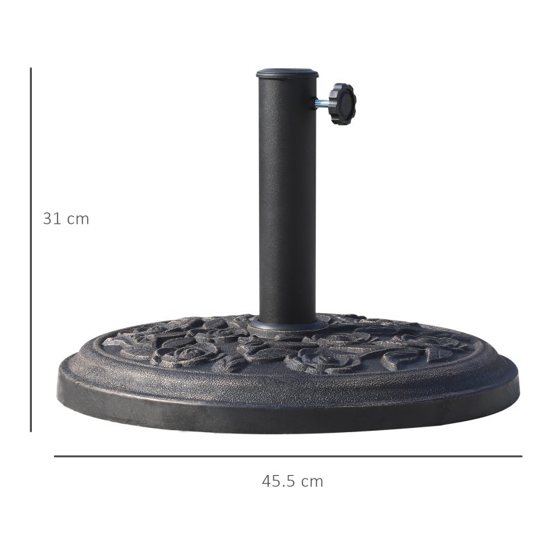 Outsunny 9kg Garden Parasol Base, Round Resin Cast Iron Effect Sun Umbrella Base, Outdoor Umbrella Stand for 38mm or 48mm Outdoor Umbrella Poles, Bronze Tone