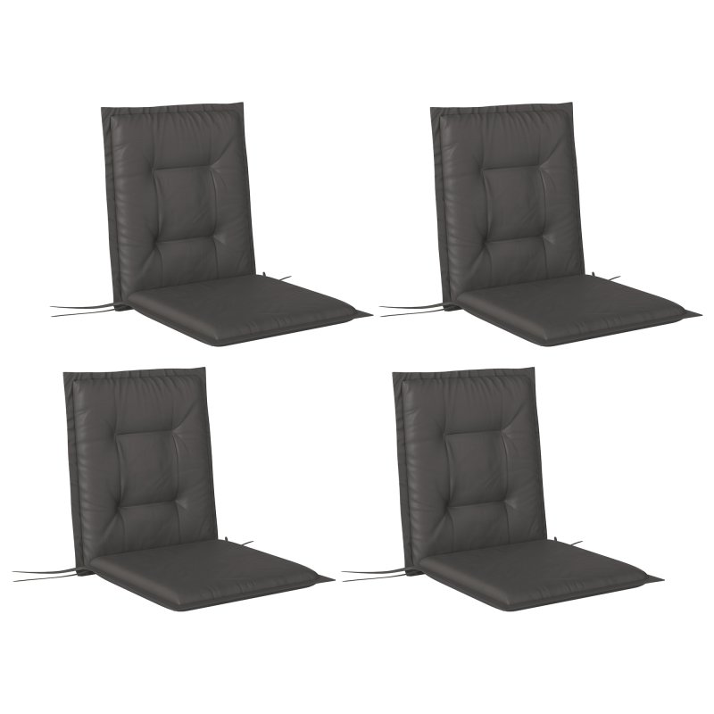Outsunny Set of 4 Garden Chair Cushions with Backs, 108L x 50W x 5H cm Outdoor Seat Cushions Outdoor Seat Pads with Backrest, Tufted Back, Ties Dining Chair, Charcoal Grey