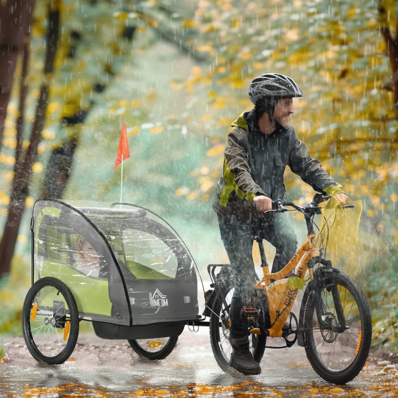 HOMCOM Baby Bike Trailer Cover, Waterproof Bicycle Trailer Storage Cover, Anti Dust Rain Snow, Cold Wind, 76 x 61 x 61 cm
