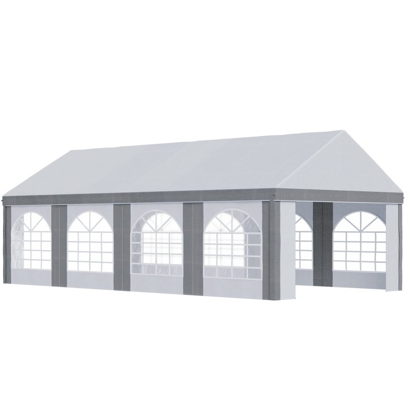 Outsunny 8 x 4m Galvanised Party Tent, Marquee Gazebo with Sides, Eight Windows and Double Doors, for Parties, Wedding and Events