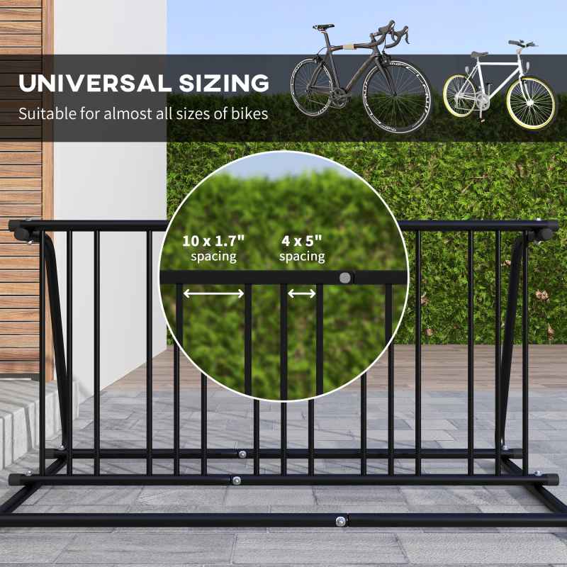 DURHAND Bike Stand, Double-sided Bike Rack Floor Stand for 6 Bicycles, Kids/Mountain/Road Bikes Garage Indoor Outdoor Use