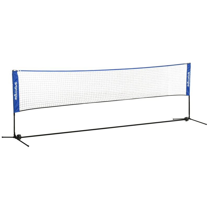 SPORTNOW 4m Badminton Net, Foldable Height Adjustable Outdoor Sports Net with Carry Bag, for Tennis, Badminton, Pickleball, Volleyball, Black and Blue