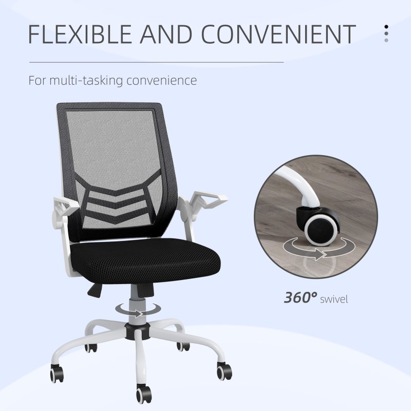Vinsetto Office Chair, Ergonomic Desk Chair, Executive Computer Chair with 90° Flip-up Armrest and Lumbar Support, Adjustable Height for Home/Office, Black