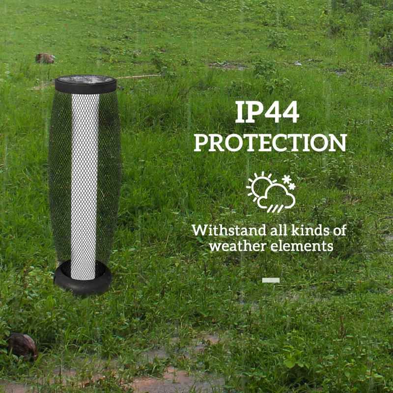 Outsunny Garden Solar Lamp, 71.5 cm Tall Metal Floor Lamp, Auto On/Off LED Solar Garden Light with Metal Wire Shade, IP44 for Outdoor, Porch, Pathway, Terrace, Black