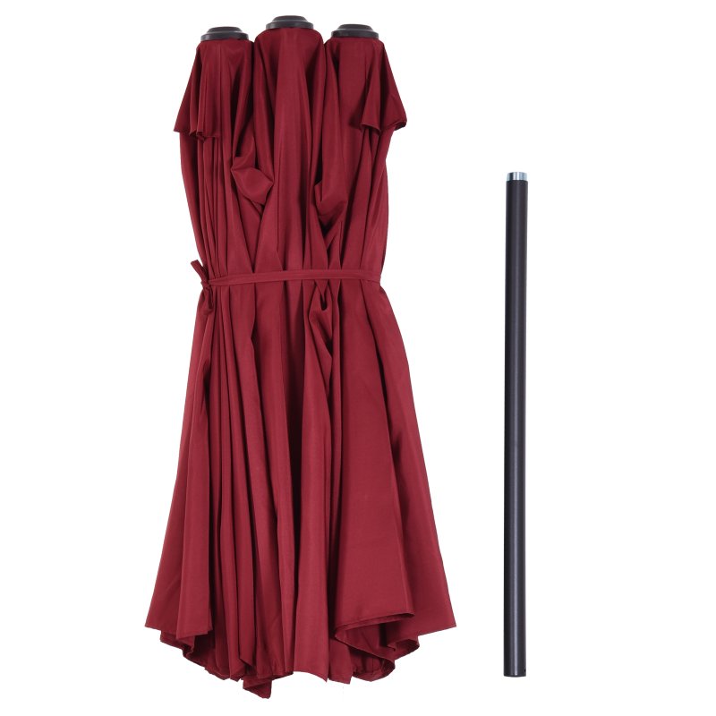 Outsunny 4.6m Large Garden Parasol Double-Sided Sun Umbrella Patio Market Canopy Shade Outdoor Wine Red - NO BASE