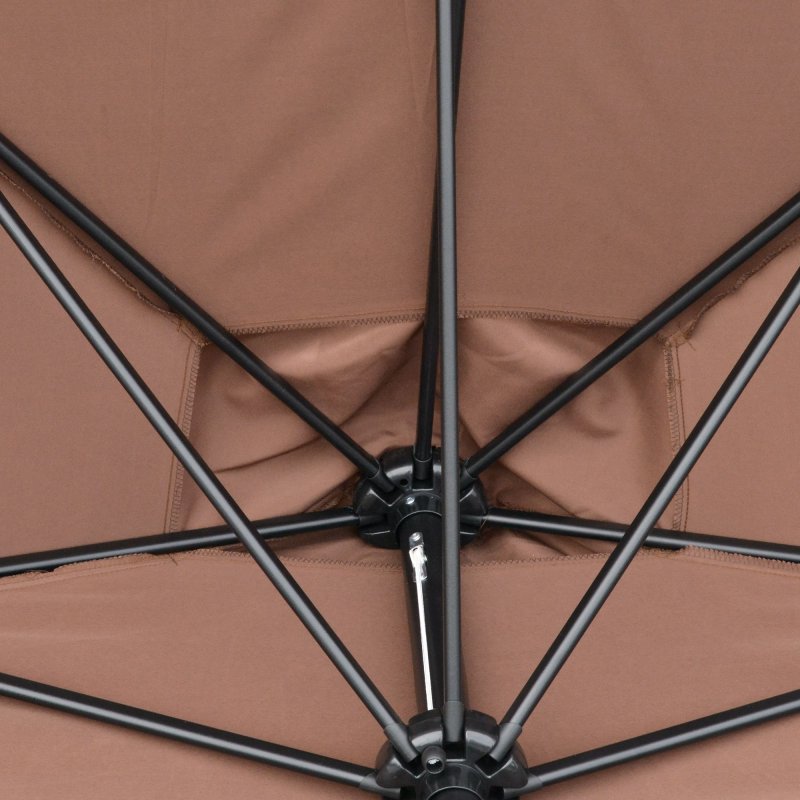 Outsunny 2.3m Half Parasol Semi Round Umbrella Patio Metal Frame Crank Handle for Balcony- NO BASE INCLUDED, Brown