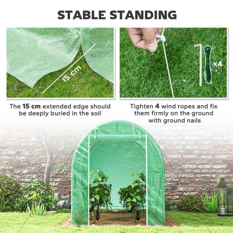 Outsunny 3L x 2W x 2H m Polytunnel Greenhouse, Walk-in Polytunnel Outdoor Garden Flower Vegetable Planter with Zipped Door