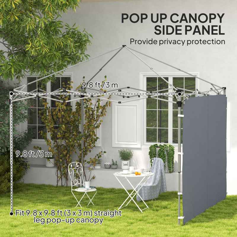 Outsunny Gazebo Side Panel, Canopy Sidewall Panel with 4 Mesh Bags and 2 Storage Pockets for 3 x 3 m Straight Leg Pop Up Gazebos, 1 Pack Sidewall Only, Grey