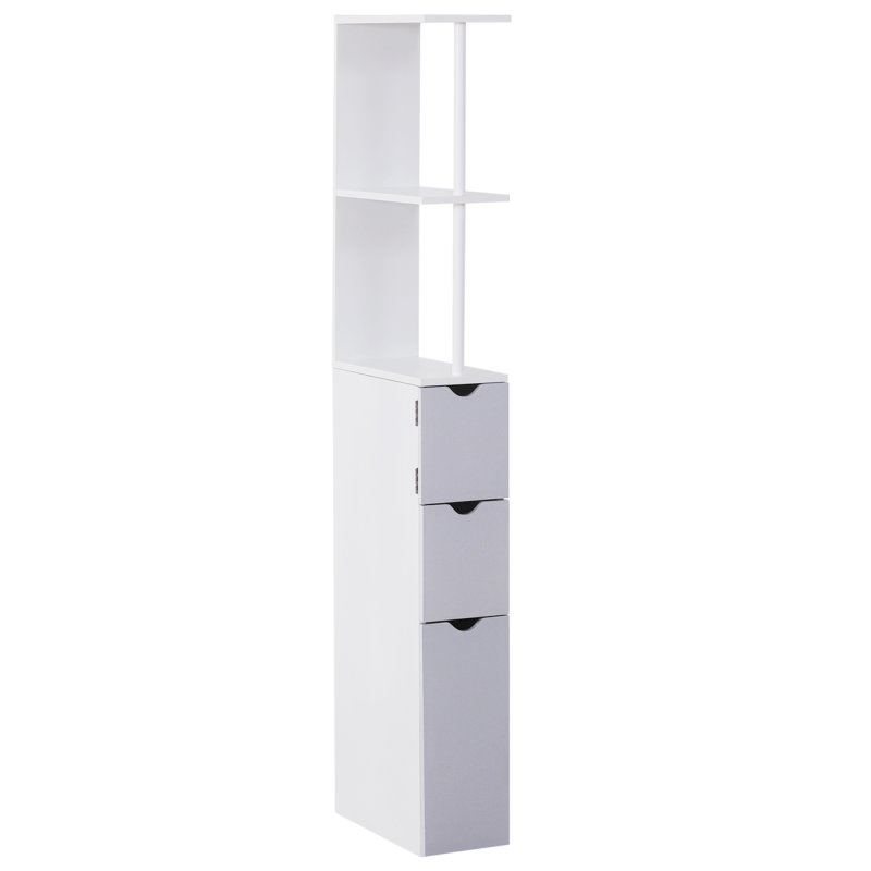 HOMCOM Tall Bathroom Cabinet, Freestanding Bathroom Storage Cabinet with 2-Tier Shelf and Drawers, Narrow Cupboard Storage Unit
