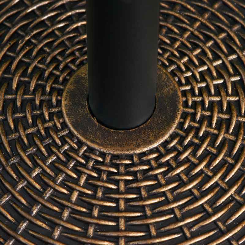 Outsunny 25 kg Round Cement Parasol Base, Umbrella Stand Holder with Rattan Style Pattern for 38, 48 mm Poles for Outdoor, Garden, Antique Bronze