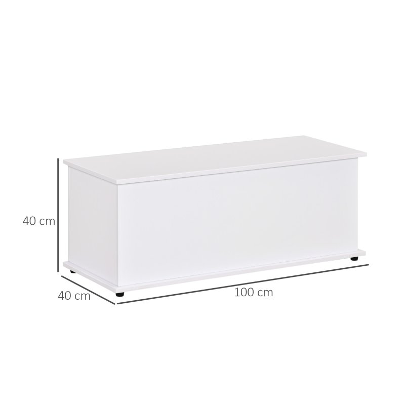 HOMCOM 113L Storage Chest, Storage Box with Flip-Top Lid and 2 Safety Hinges, Storage Trunk for Living Room, Entryway, 100 x 40 x 40 cm