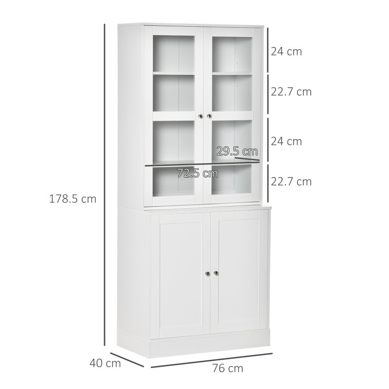 HOMCOM Modern Bookcase with Glass Doors, Display Storage Cabinet with Adjustable Shelves for Living Room, Study, Office