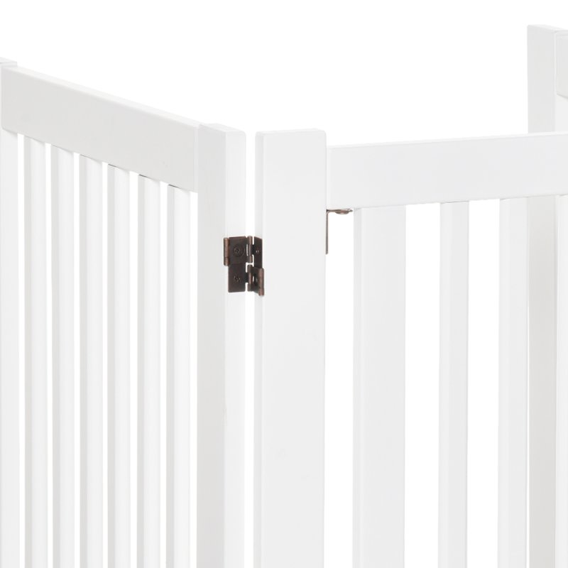 PawHut Freestanding Dog Gate, Foldable Pet Fence, Indoor Barrier, Stair Gate with Support Feet, 155 x 76 cm, White