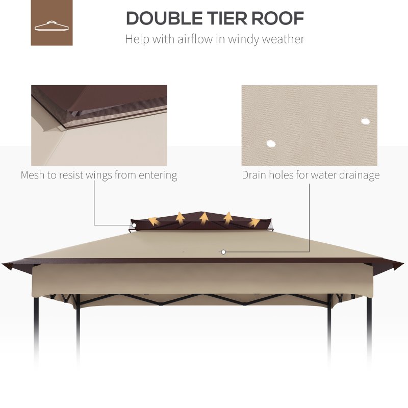 Outsunny Gazebo for 3.25m x 3.25m Frame, 2 Tier Gazebo Cover, UV Protection, Beige
