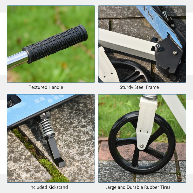 HOMCOM Kids Scooter, 2 Wheel Foldable Stunt Scooter with Adjustable Handles for 6 Years+, White